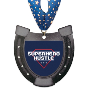 5" Standard Shape Birchwood Medal w/Stock Millennium Neck Ribbon