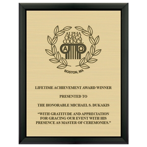 7" x 9" Black Plaque w/ Engraved Plate