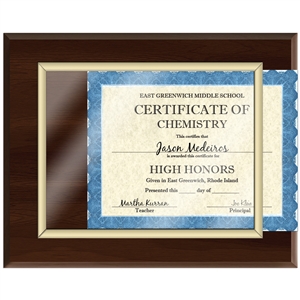 Certificate Plaque - Cherry Finish