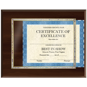 Certificate Plaque - Cherry Finish