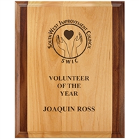 8" x 10" Engraved Red Alder and Walnut Plaque