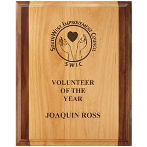 8" x 10" Engraved Red Alder and Walnut Plaque