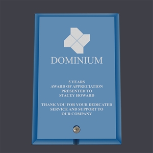 4" x 6" Engraved Blue Glass Desk Plaque