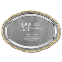 Scalloped Oval Tray w/ Gold Border