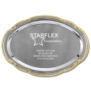 Scalloped Oval Tray w/ Gold Border